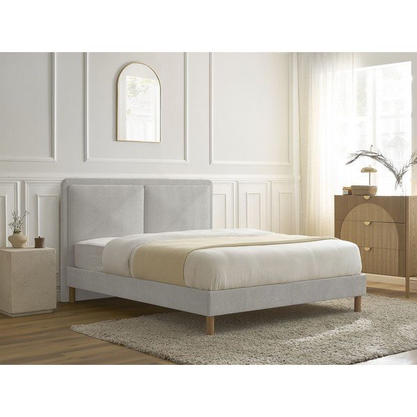 Sivi podstavljeni tapecirani bračni krevet s podnicom 180x200 cm Mara – Bobochic Paris-image-1
