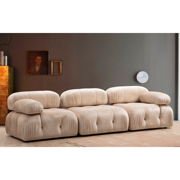 Bež baršunasti sofa 288 cm Bubble – Artie-image-1