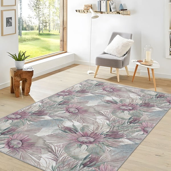 Ljubičasti/sivi perivi tepih 160x230 cm Dusty Flowers – Mila Home-image-1