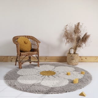 Svijetlo sivo-krem dječji tepih ø 120 cm Bohemian Daisy - Nattiot