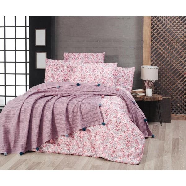 Svijetlo ružičasti pamučni prekrivač za bračni krevet 200x240 cm - Mila Home