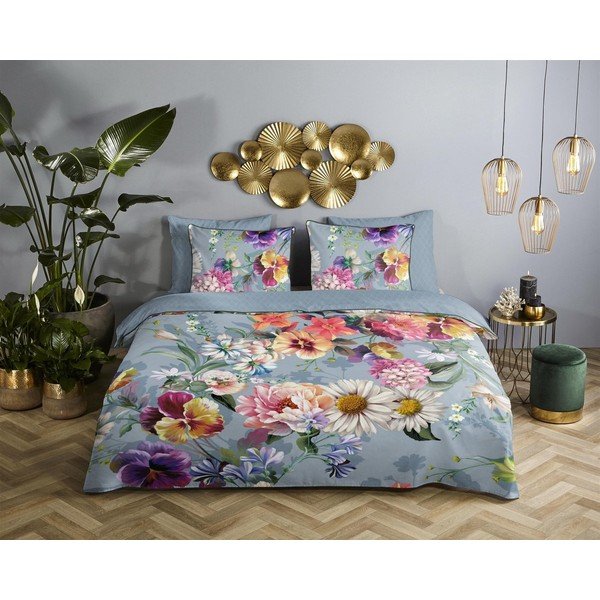 Siva posteljina od organskog pamuka Descanso Sunflower, 200 x 220 cm-image-1