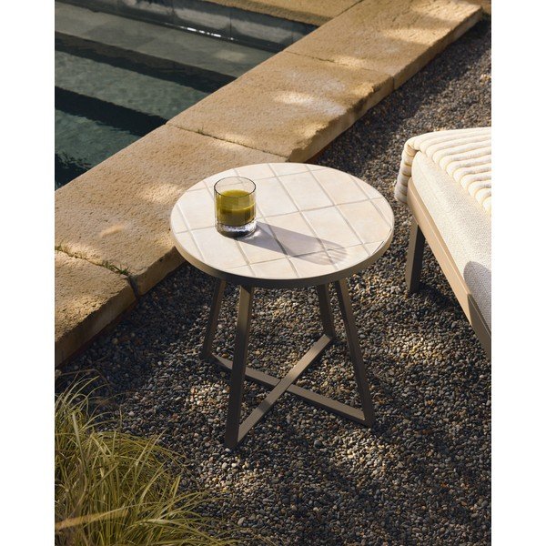 Okrugao vrtni stolić s keramičkom daskom ø 45 cm Tella – Kave Home-image-1