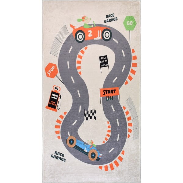 Krem periv dječji tepih za igru 100x160 cm Race Garage – Vitaus