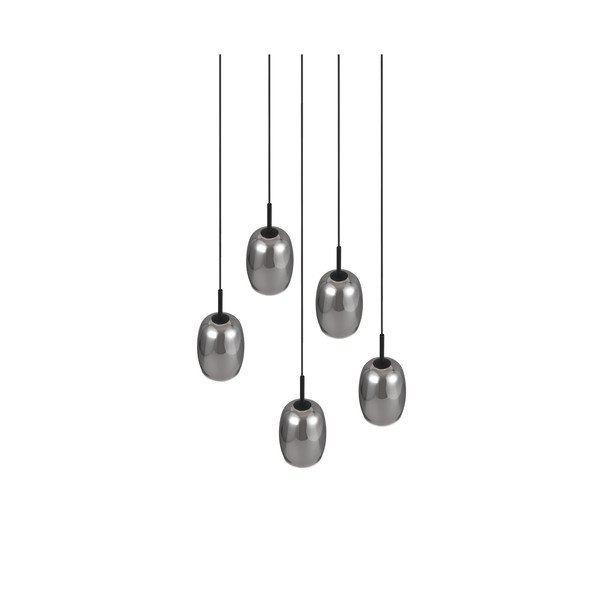 Crna/u srebrnoj boji viseća svjetiljka sa staklenim sjenilom ø 48 cm Barret – Trio Select-image-1