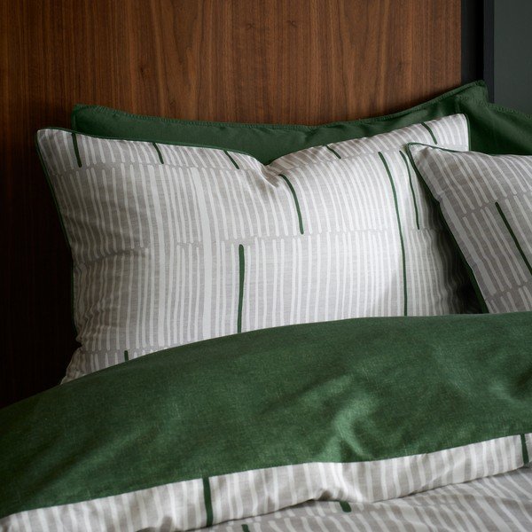 Zelena/siva pamučna posteljina za krevet za jednu osobu 135x200 cm Camden Stripe – Content by Terence Conran-image-1