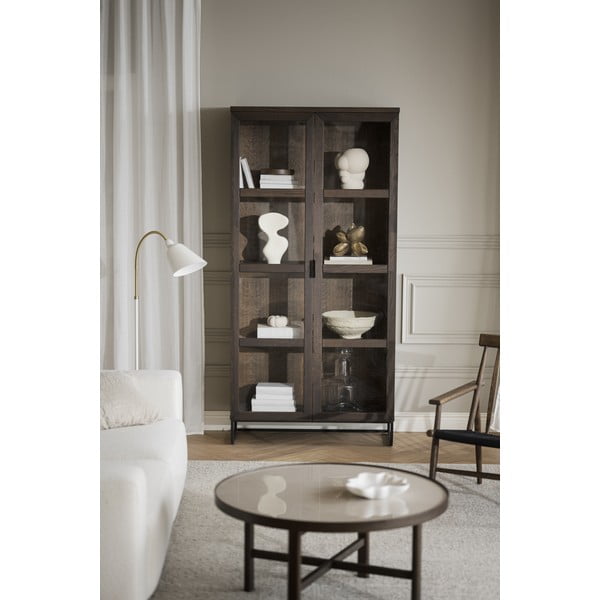 Smeđa vitrina od punog hrasta 95x195 cm Everett – Rowico-image-3