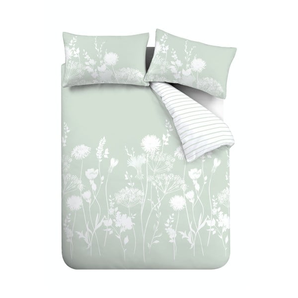 Bijela i zelena posteljina Catherine Lansfield Meadowsweet Floral, 135 x 200 cm