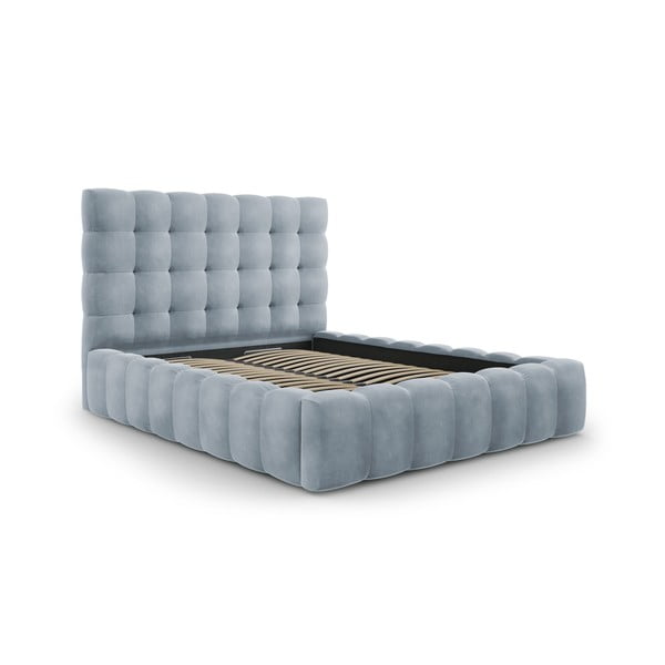 Svijetlo plavi tapecirani bračni krevet s prostorom za pohranu s podnicom 160x200 cm Bali – Cosmopolitan Design