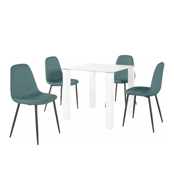 Set za blagovaonski stol i 4 tirkizne Støraa Dante stolice, dužina stola 80 cm