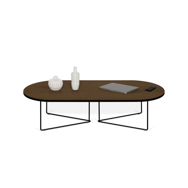 Stolić za kavu s pločom u dekoru oraha 136x60 cm - TemaHome Oval-image-3