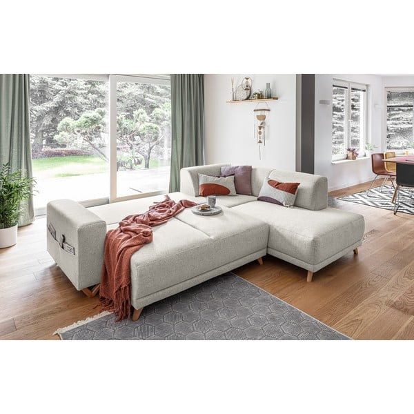 Bež sklopiva/s prostorom za odlaganje kutna garnitura (s desnim kutom/u obliku slova L) Classy Sophie – Miuform-image-4