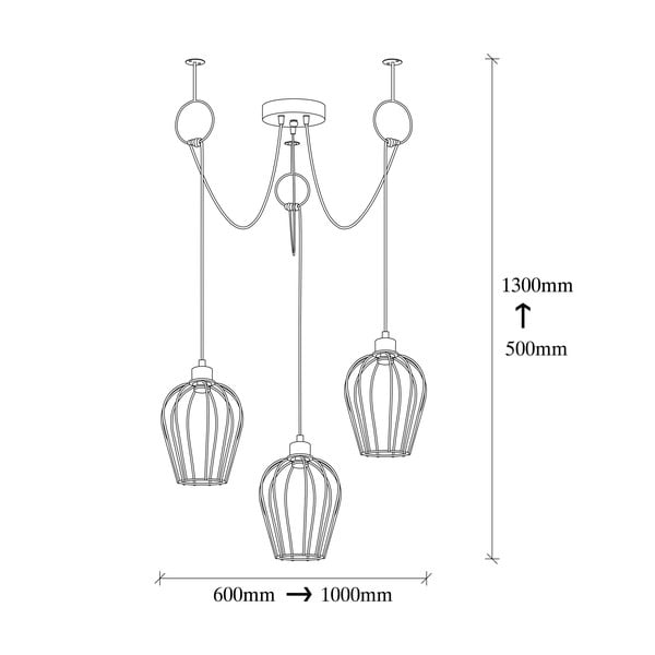 Crna viseća svjetiljka za 3 žarulje Opviq lights Tel Chain-image-3