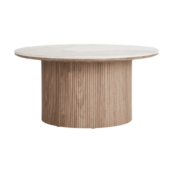 Bež/u prirodnoj boji okrugao stolić za kavu s pločom stola u mramornom dekoru ø 80 cm Athens – House Nordic-image-4