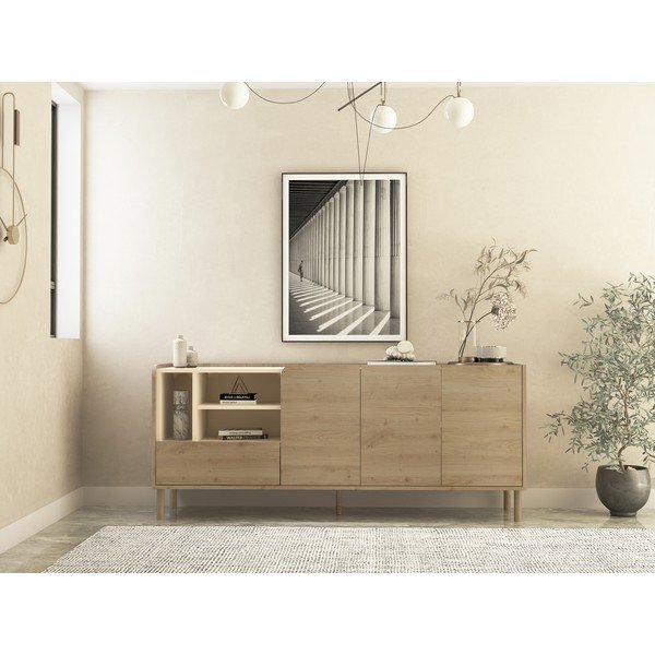 Komoda u dekoru hrasta u prirodnoj boji 180x75,5x44 cm Monza – Marckeric-image-1