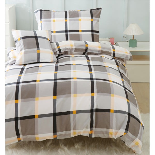 Smeđo-krem 3-dijelna posteljina za krevet za jednu osobu od mikrosatena 140x200 cm Henry – My House-image-2