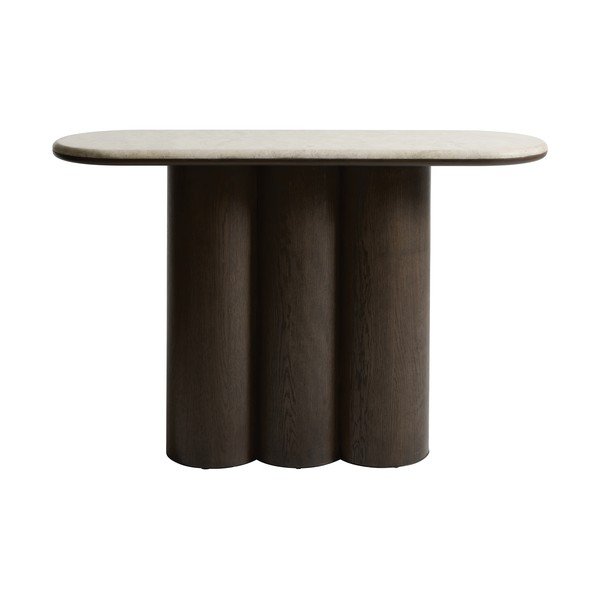 Pomoćni stol s mramornom pločom u tamnoj prirodnoj boji 38x120 cm Piazze – Unique Furniture-image-1