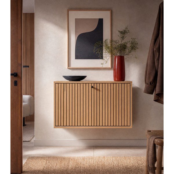 Preklopni ormarić za cipele u dekoru hrasta u prirodnoj boji 72x43x17 cm Albany  – Actona-image-3
