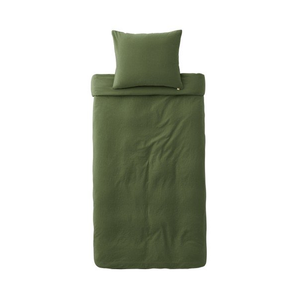 Zelena posteljina za krevet za jednu osobu od mješavine lana 150x200 cm Elly – Ellos Home