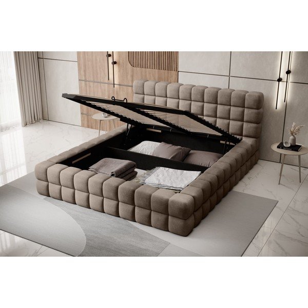 Sivi tapecirani bračni krevet s prostorom za odlaganje s podnicom 180x200 cm Dizzle – ELTAP-image-2