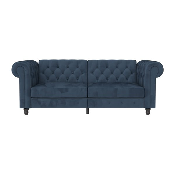Tamno plava baršunasti sklopiva sofa 236 cm Felix – Støraa