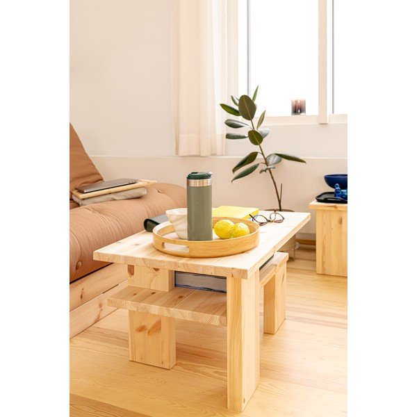 Smeđi stolić za kavu od masivnog bora 45x68 cm Japan – Karup Design-image-4