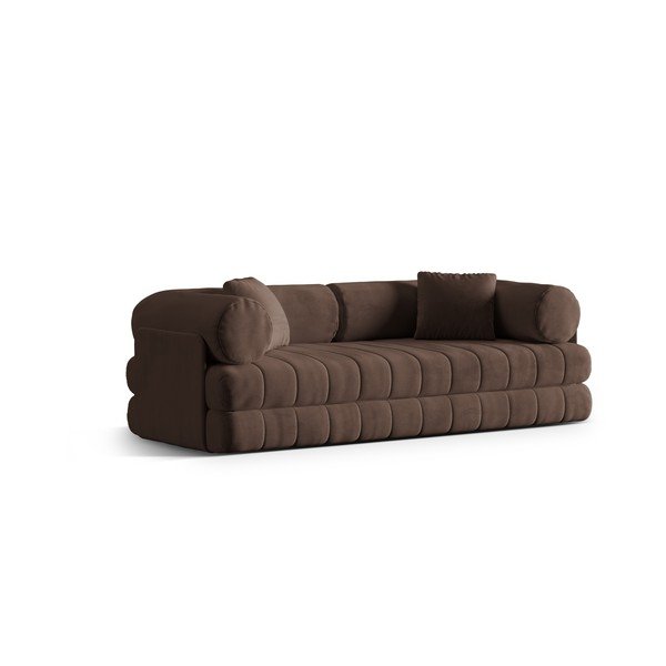 Smeđa baršunasti sklopiva sofa 206 cm Kemi – Cosmopolitan Design-image-2