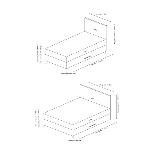 Bež tapecirani krevet s prostorom za odlaganje s podnicom 120x200 cm Safir – Kalune Design-image-3