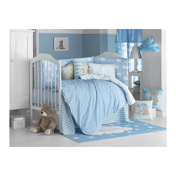 Plava pamučna posteljina za bebe s posteljinom Mike &amp; Co. NEW YORK Carino, 90 x 120 cm