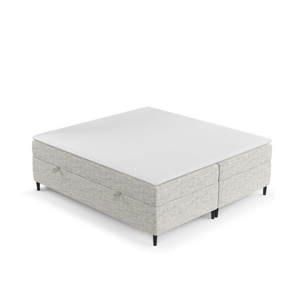 Svijetlo sivi boxspring krevet s prostorom za pohranu 180x200 cm Araya – Maison de Rêve