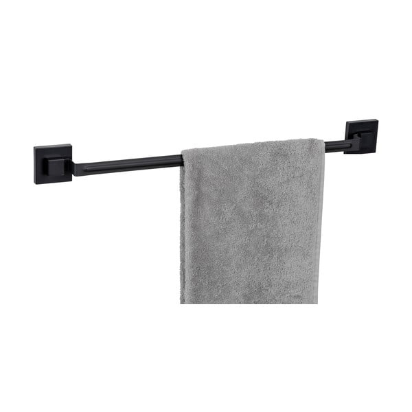 Crni samoljepljiv držač za ručnike od nehrđajućeg čelika Quadro – Wenko-image-2