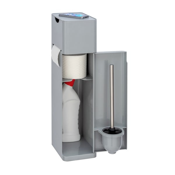 Sivi plastičan držač za WC papir sa četkom Imon – Wenko-image-3