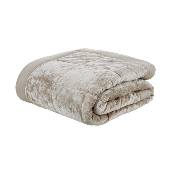 Bež prošiven prekrivač od samta za bračni krevet 220x220 cm Crushed – Catherine Lansfield-image-2