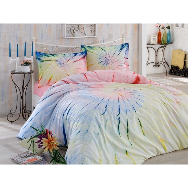 Ružičasta posteljina s plahtama za bračni krevet Helezon, 200 x 220 cm
