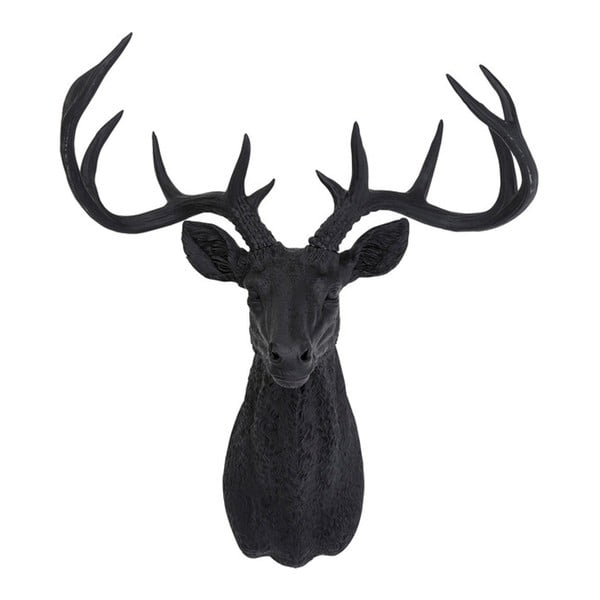 Crni zidni ukras u obliku jelena Kare Design Deer, 62 x 93 cm
