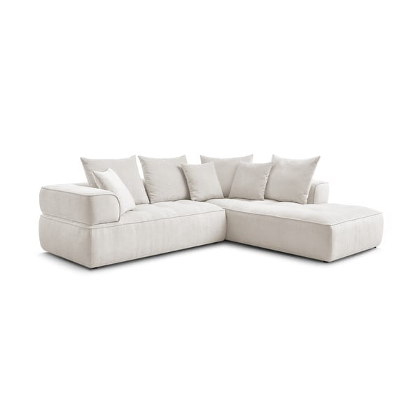 Bež kutna garnitura od šenila (s desnim kutom/u obliku slova L) Whesley – Bobochic Paris-image-3