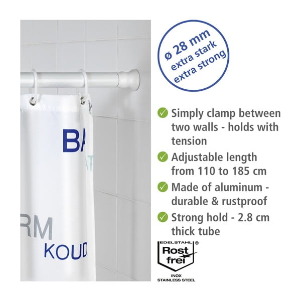 Bijela šipka za zavjesu za tuš 110 - 185 cm – Wenko-image-3