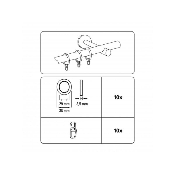 Karniše s umetkom i kukom u setu od 10 Elba - Gardinia-image-1
