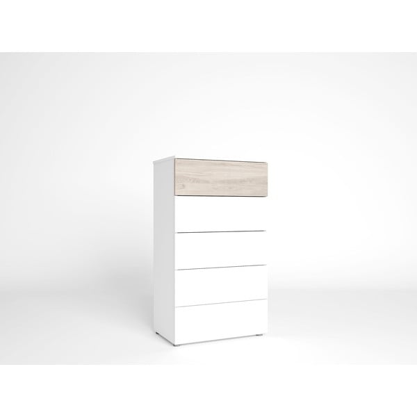 Bijela visoka komoda u dekoru hrasta 62x111 cm Sahara - Marckeric-image-2