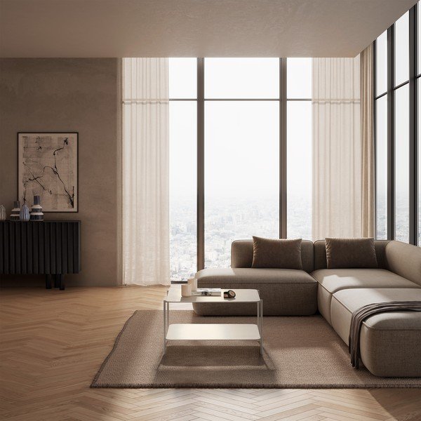 Krem metalni stolić za kavu 70x73 cm Beatrix – MOME-image-1