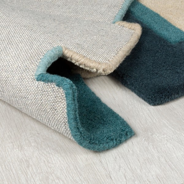 Plava/bež vunena staza 66x300 cm Collage – Flair Rugs-image-3