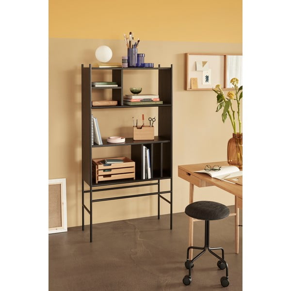 Crni ormar za knjige od jasenovog drveta Hübsch Divide , 79 x 160 cm-image-1