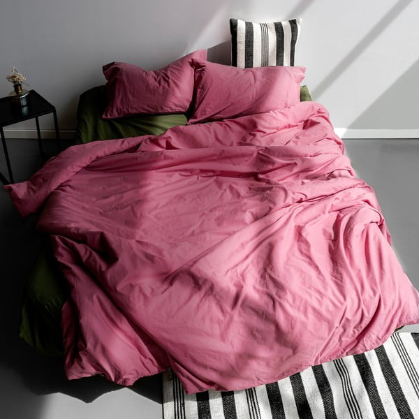 Tamno ružičasta pamučna navlaka za poplun za bračni krevet 200x200 cm Basic – Happy Friday