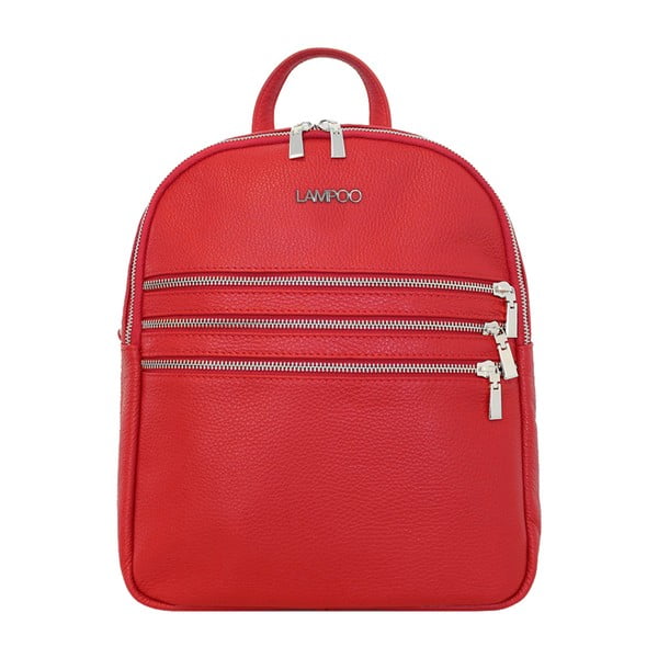 Crveni kožni ruksak Lampoo Kato