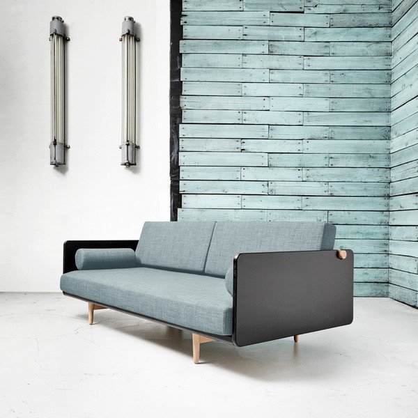 Sofa na razvlačenje Karup Deva Black / Raw Oak / Sky Blue-image-2