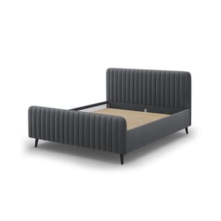 Tamno sivi tapecirani bračni krevet s podnicom 180x200 cm Lily - Micadoni Home