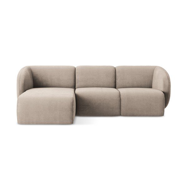 Svjetlo smeđa kutna garnitura od šenila (s lijevim kutom/s ležaljkom) Lani – Makamii