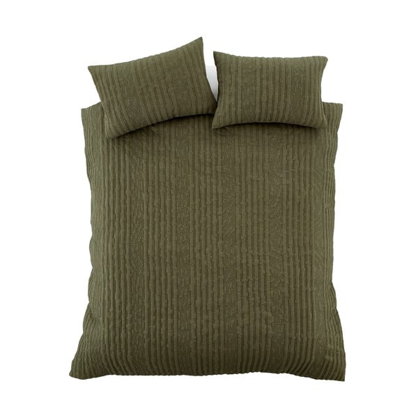 Kaki zelena posteljina za bračni krevet 200x200 cm Tamba Stripe – Pineapple Elephant-image-2