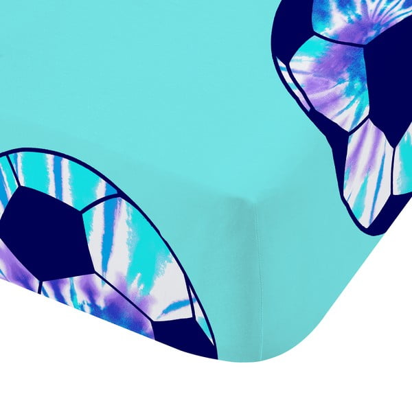 Tirkizna dječja plahta s gumom za bračni krevet 135x190 cm Tie Dye Football – Catherine Lansfield