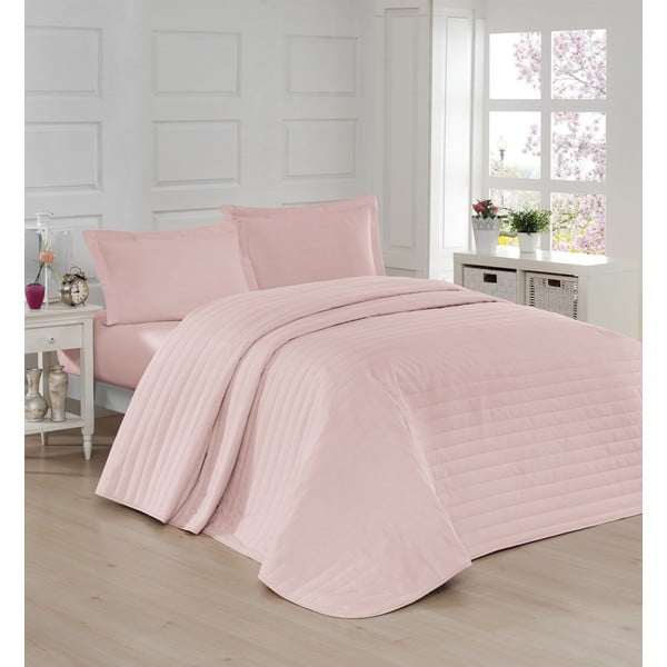 Ružičasti prošiven prekrivač za bračni krevet 220x240 cm Monart – Mijolnir